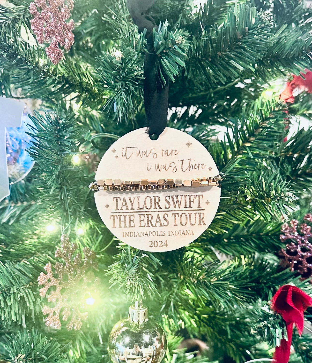 Taylor Swift Ornament on a Christmas Tree