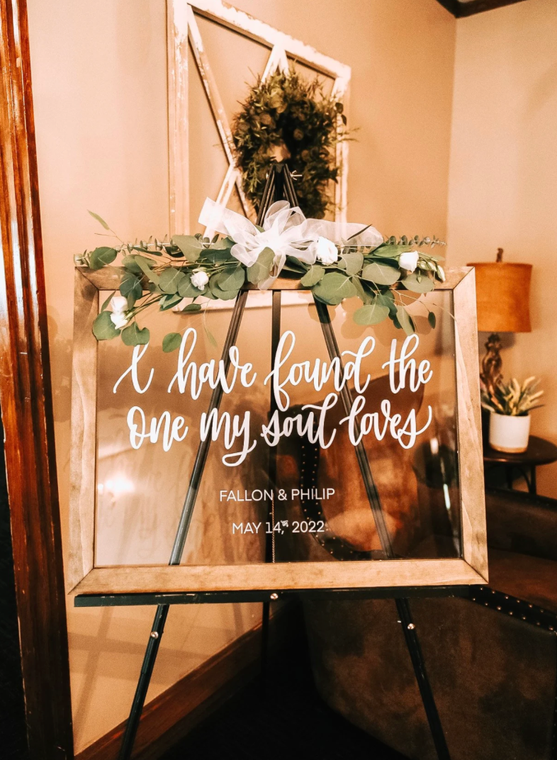 Clear Acrylic Wedding Sign, Christian Wedding, Bible Verse Song of Solomon 3:4, I have found the one my soul loves