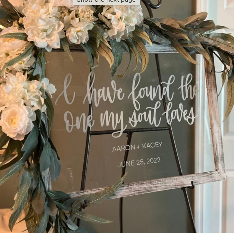 Clear Acrylic Wedding Sign, Christian Wedding, Bible Verse Song of Solomon 3:4, I have found the one my soul loves