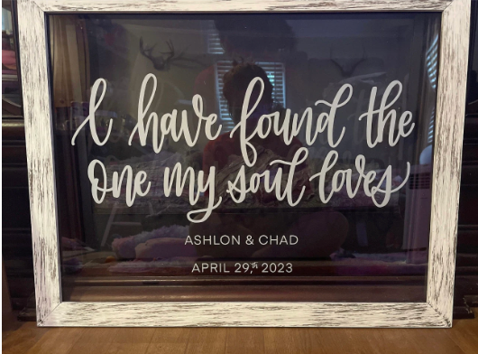 Clear Acrylic Wedding Sign, Christian Wedding, Bible Verse Song of Solomon 3:4, I have found the one my soul loves