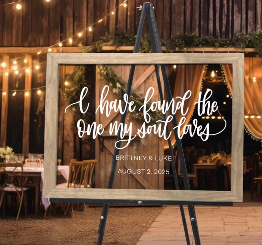 Clear Acrylic Wedding Sign, Christian Wedding, Bible Verse Song of Solomon 3:4, I have found the one my soul loves