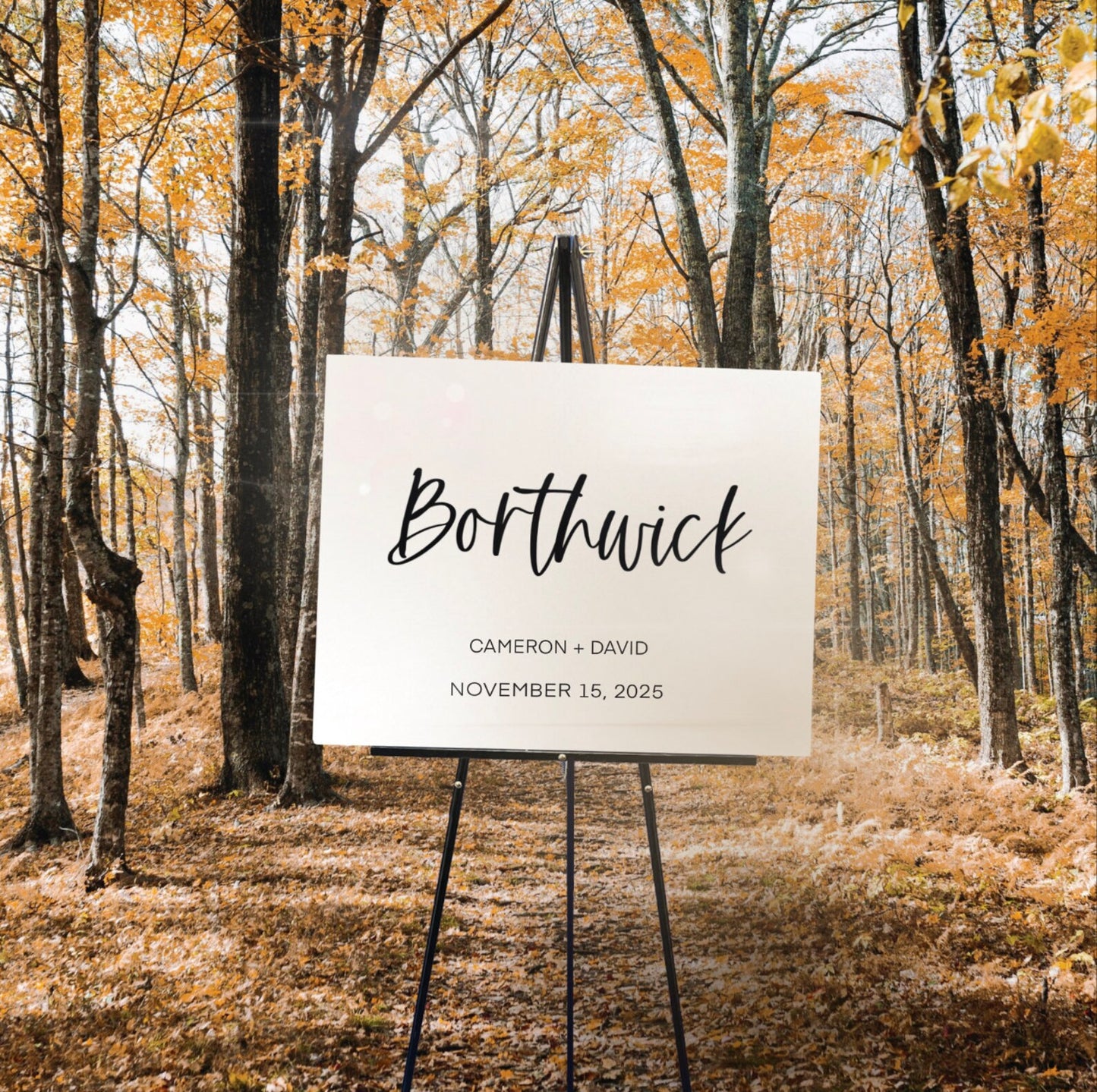 White Wedding Welcome Sign with Black Script Font, Personalized Name Sign, Entrance Sign, Wedding Signs, Gift for Bride and Groom