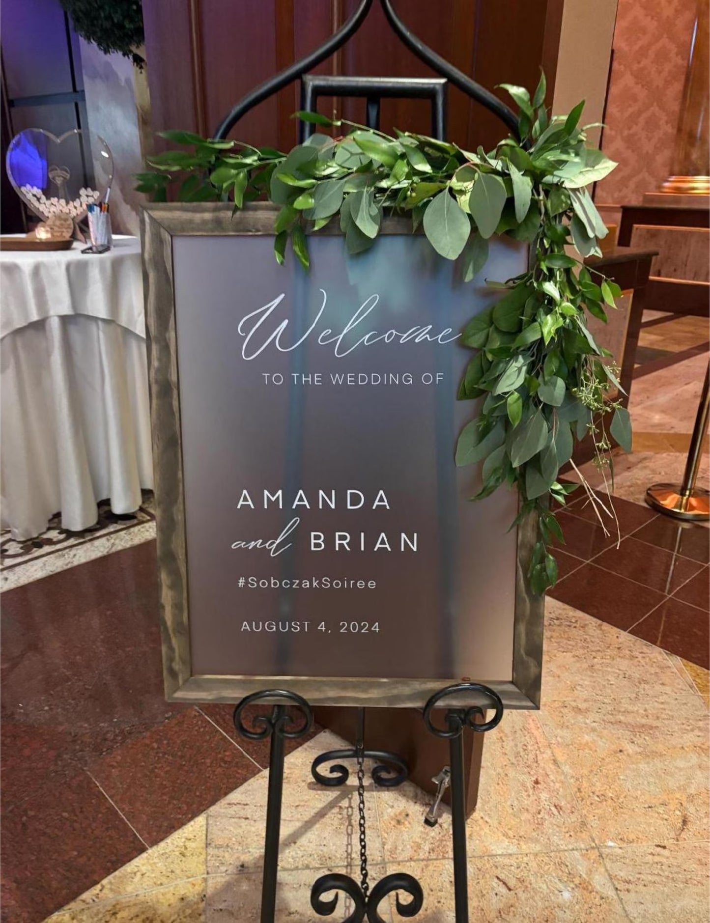 Frosted Acrylic Wedding Welcome Sign with Cursive Font