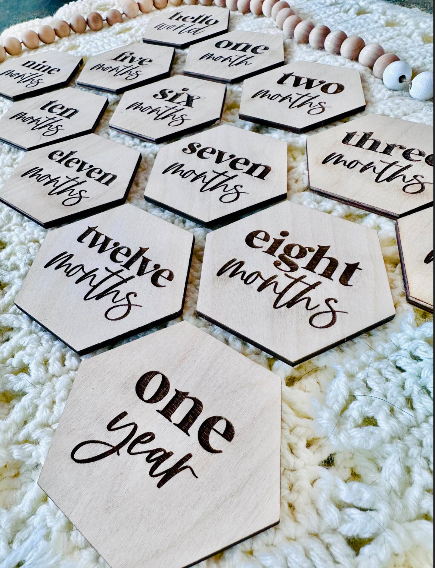 Wooden Baby Monthly Milestone Markers
