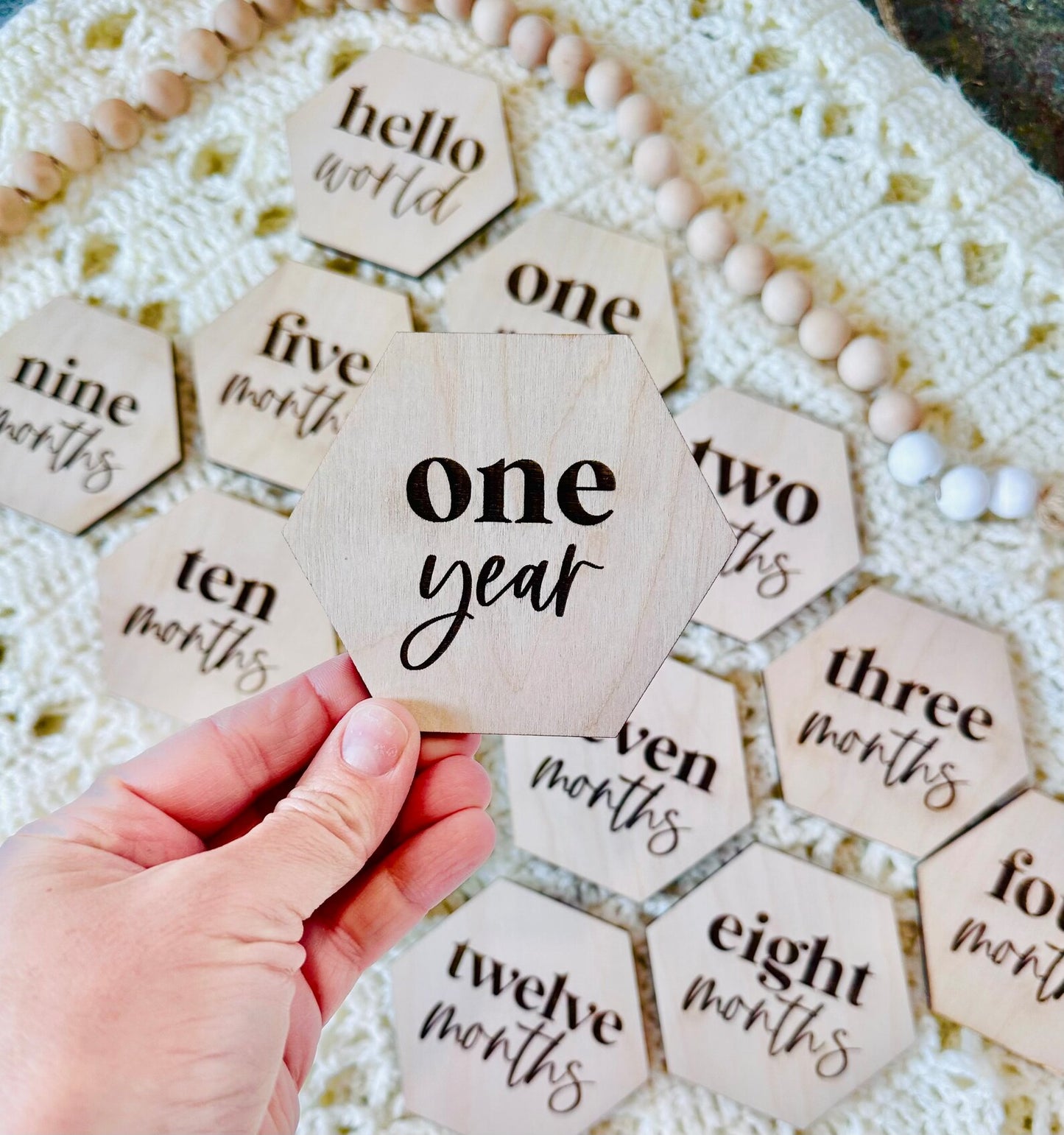 Wooden Baby Monthly Milestone Markers