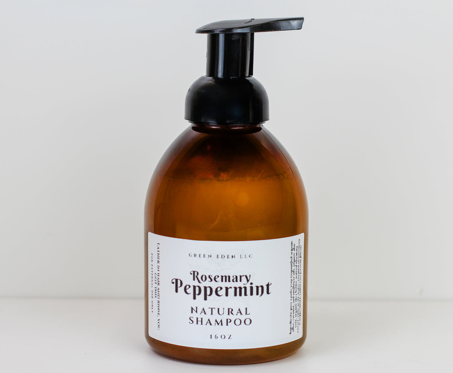 Rosemary Peppermint Natural Shampoo white background