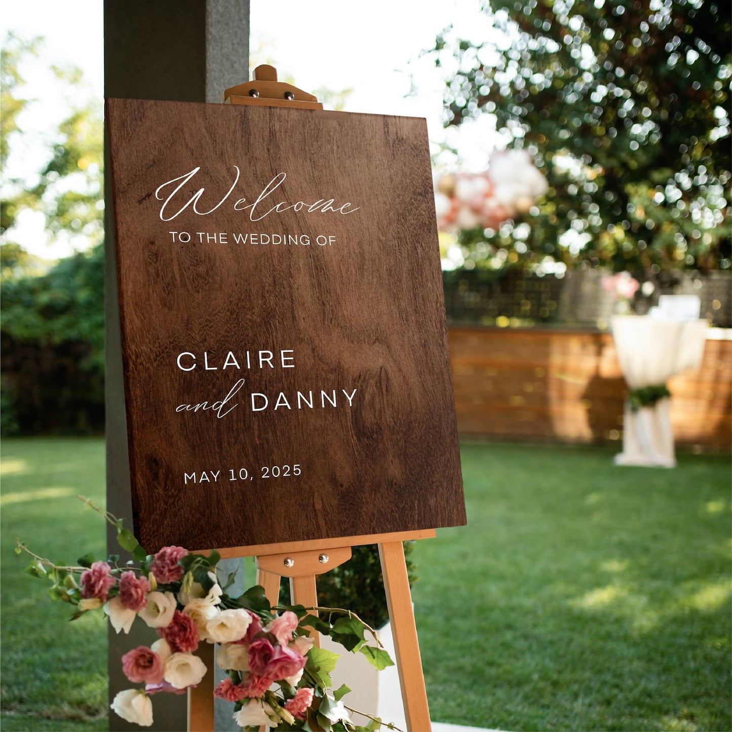 Wooden Wedding Welcome Sign with Black Cursive Font, Wedding Entrance Sign, Custom Wedding Signs, Gift for Bride and Groom,