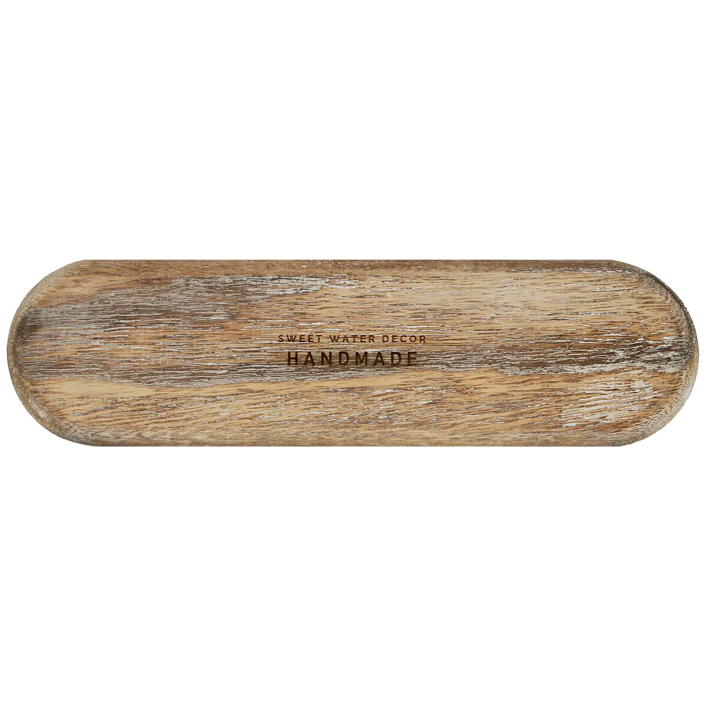 Sweet Water Decor Handmade logo on bottom of wooden tray