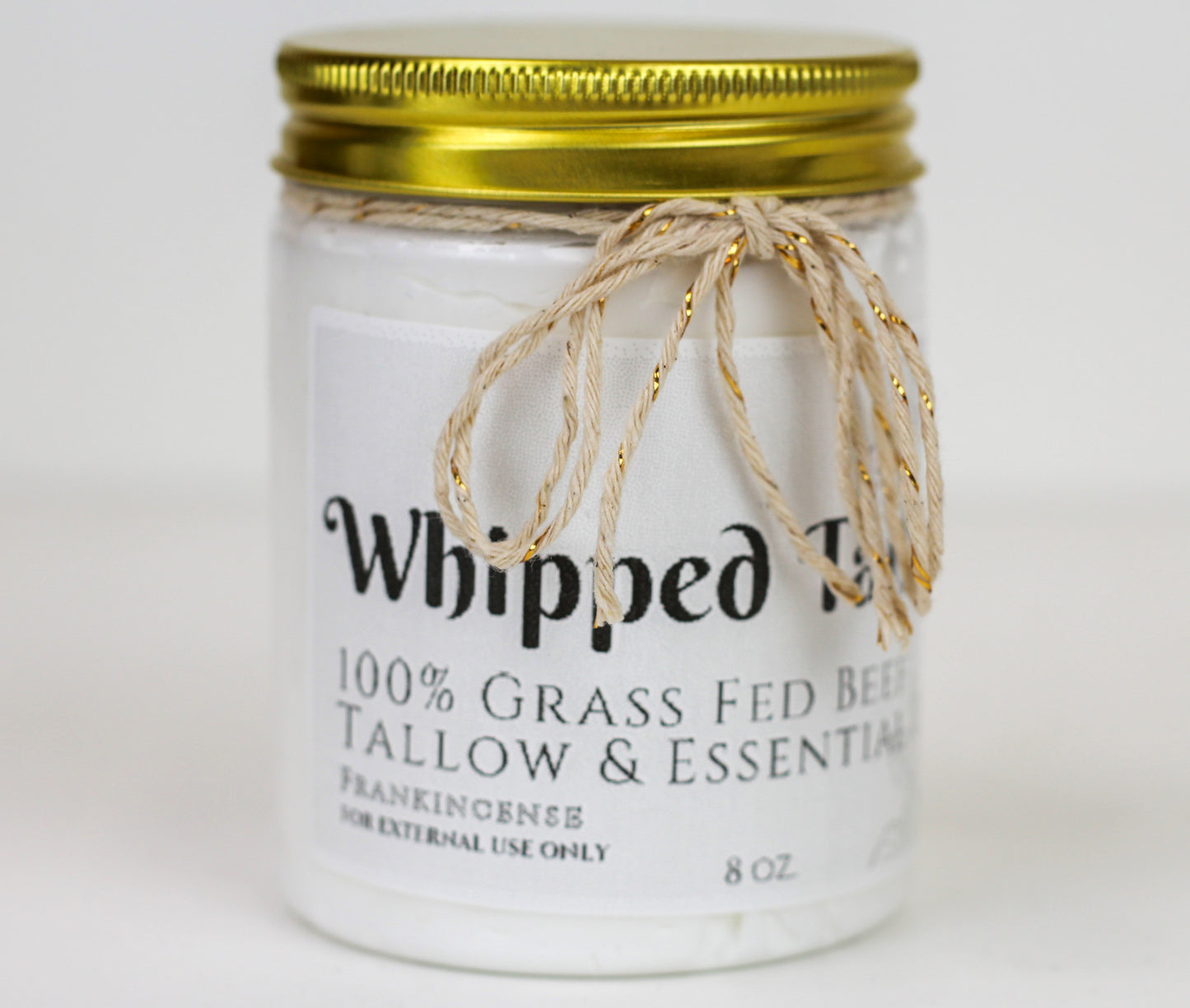 Whipped Tallow Jar with twine and logo