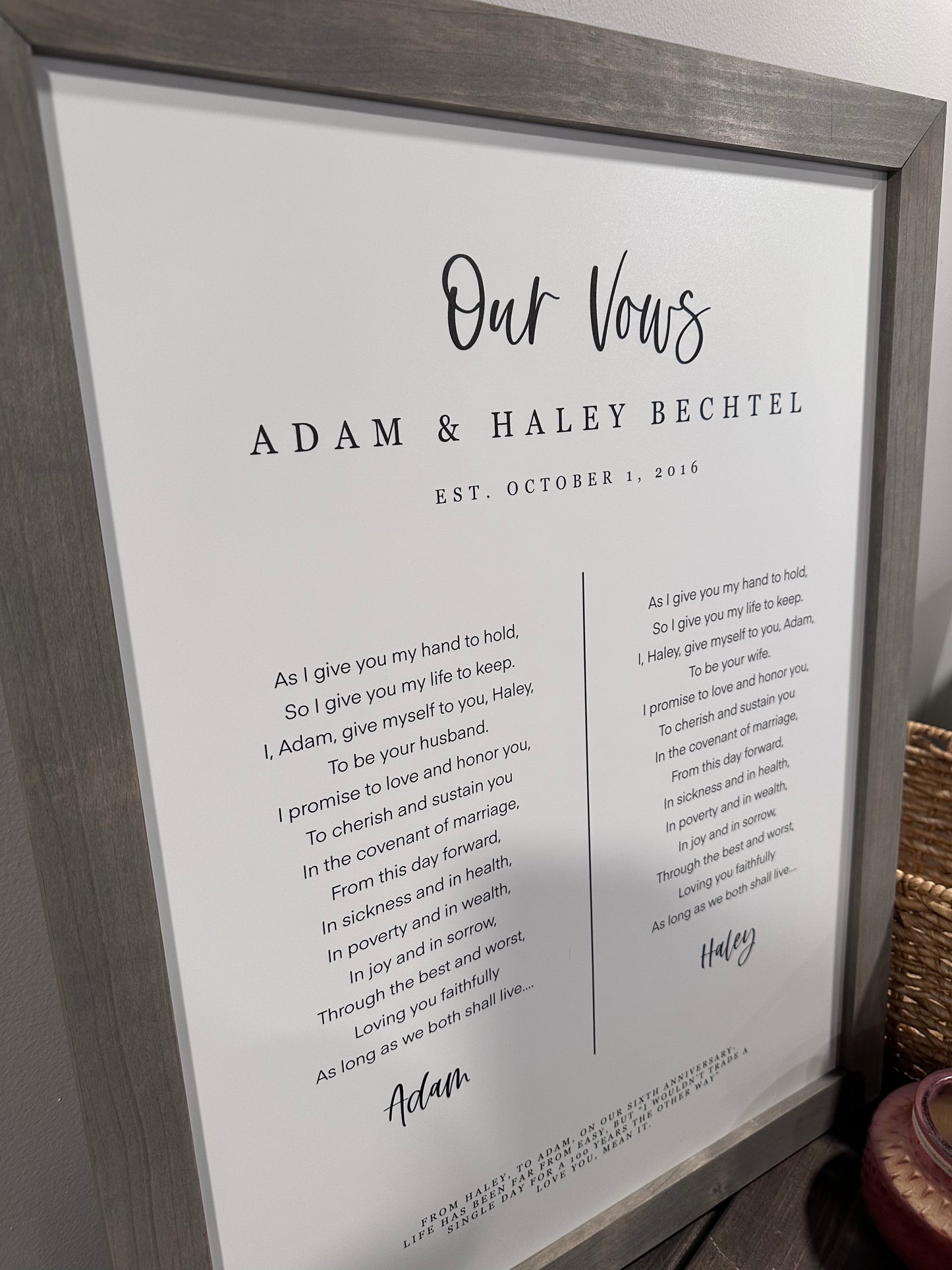 Personalized Vow Sign