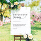 White Unplugged Ceremony Sign with Cursive Font