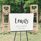 White Wedding Welcome Sign with Black Script Font, Personalized Name Sign, Entrance Sign, Wedding Signs, Gift for Bride and Groom