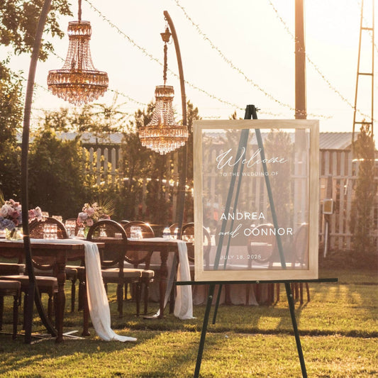 Frosted Acrylic Wedding Welcome Sign with Cursive Font