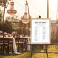 White Seating Chart Wedding Sign with Wooden Frame