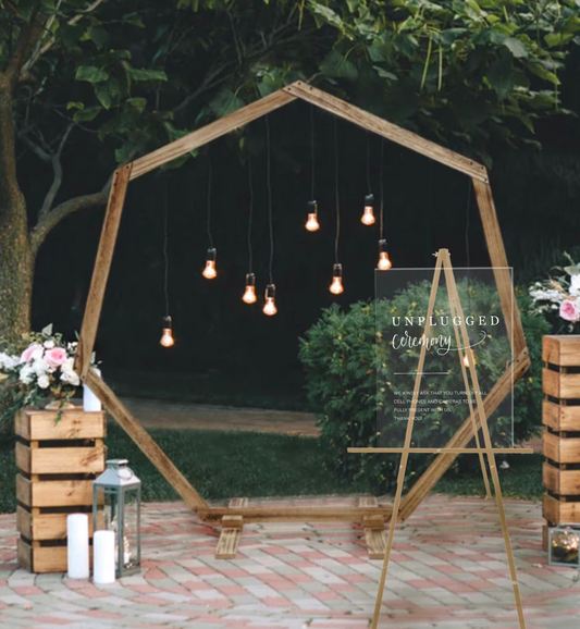 Clear Acrylic Unplugged Ceremony Sign with Cursive Font