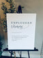 White Unplugged Ceremony Sign with Cursive Font