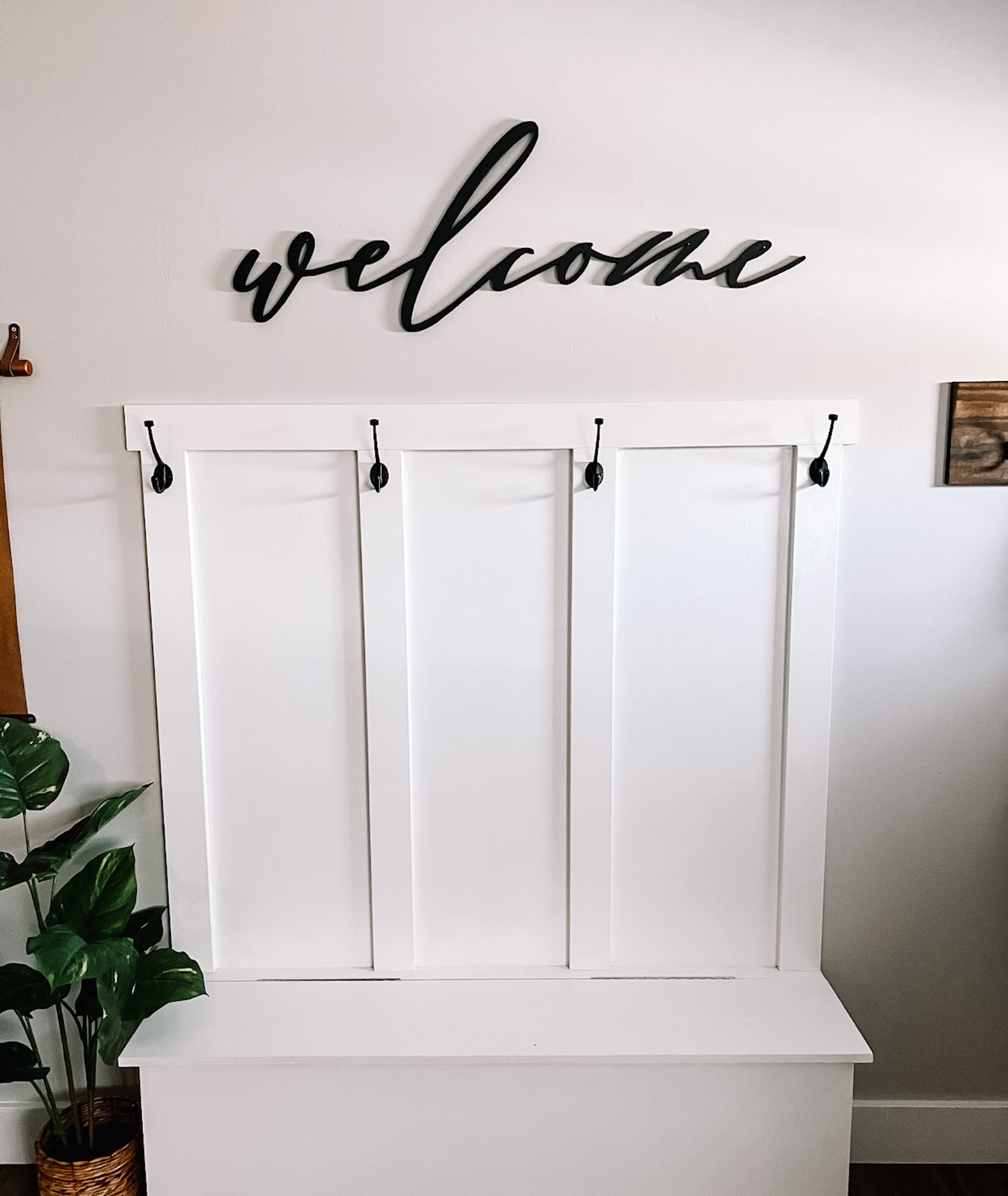 Welcome Wooden Cutout for Entryway, Handmade in USA, Farmhouse Style Home Decor