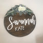Floral Baby Sign for Above Crib, Nursery Name Decor