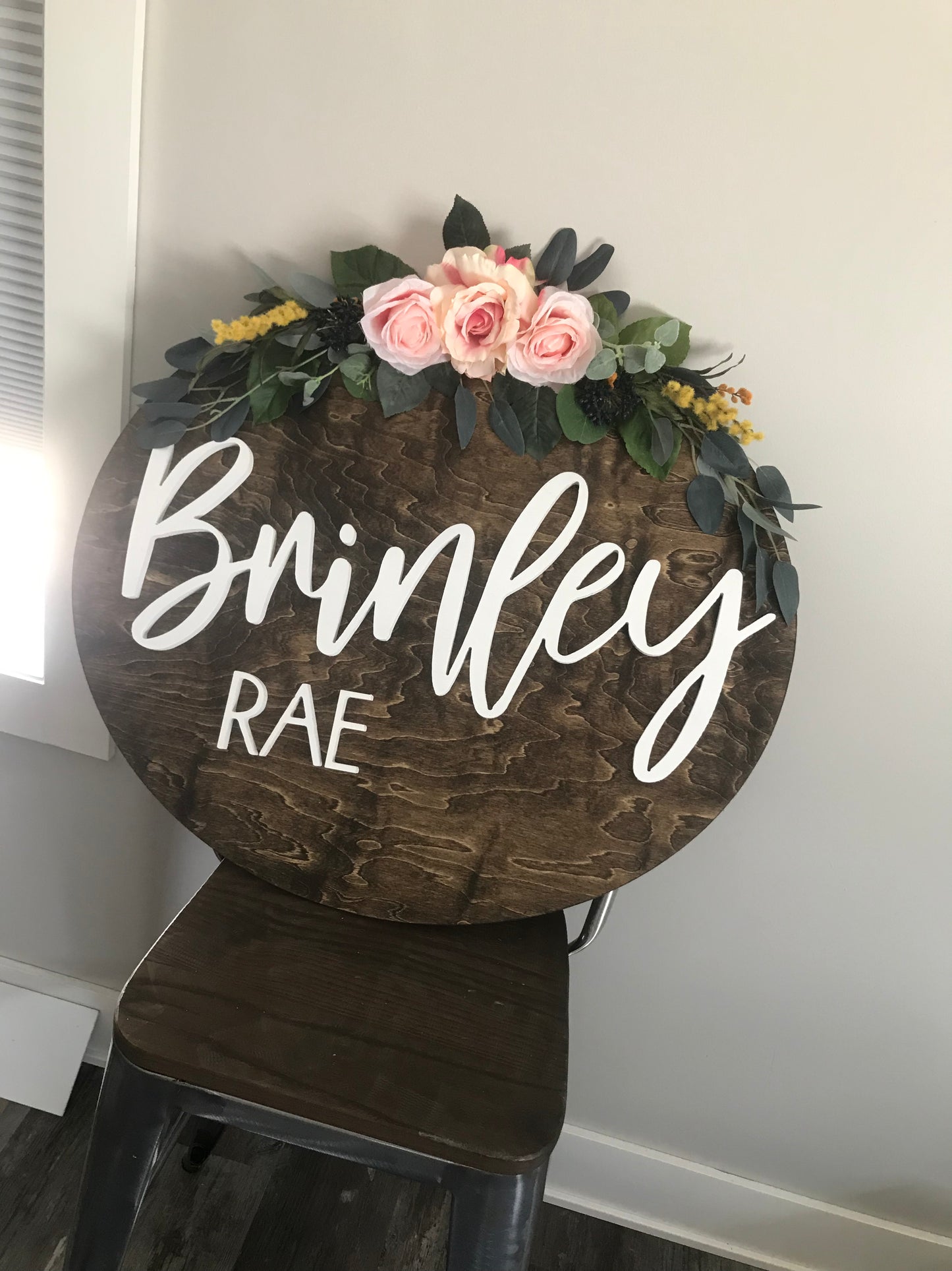 Floral Baby Sign for Above Crib, Nursery Name Decor