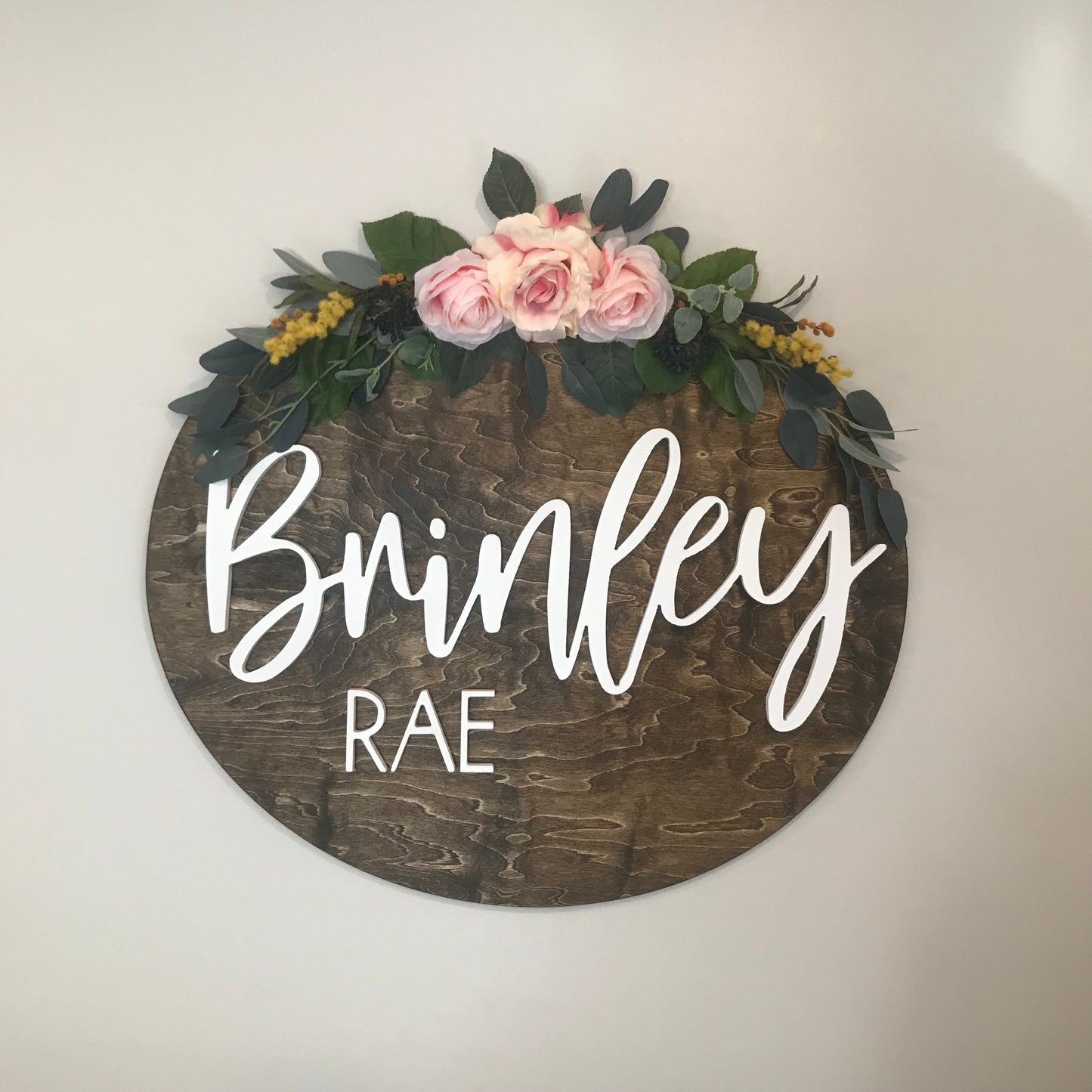 Floral Baby Sign for Above Crib, Nursery Name Decor